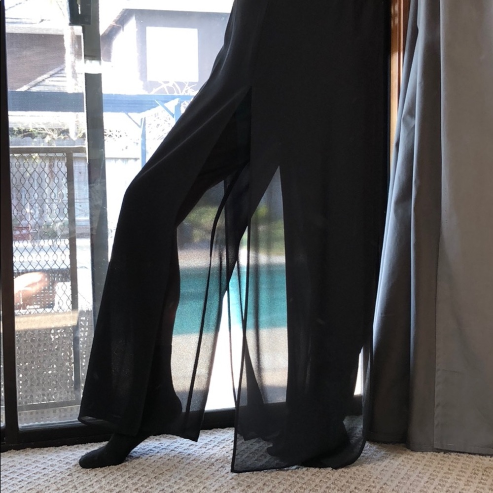 Dress pant with sheer overlay